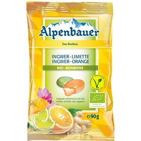 Cukierki z nadzieniem o smaku imbirowo-limonkowym i imbirowo-pomarańczowym Vegan BIO 90 g