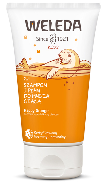 Weleda Kids 2w1 szampon i płyn do mycia ciała Happy Orange 150 ml (1)